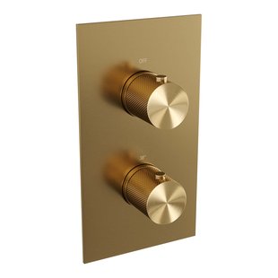 Regendoucheset Inbouw Brauer Gold Carving Thermostatisch 30cm met 3-Weg Omstelling, Plafondarm en Staaf Handdouche Geborsteld Goud