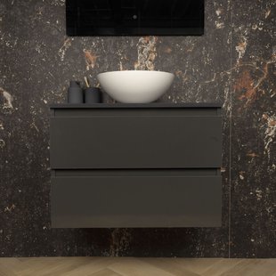 ACTIE BWS Badmeubel | Paris | Hoogglans Antraciet | 60 cm | met topplaat