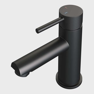 Wastafelmengkraan Brauer Black Carving Coldstart Opbouw Laag Ronde Hendel Mat Zwart