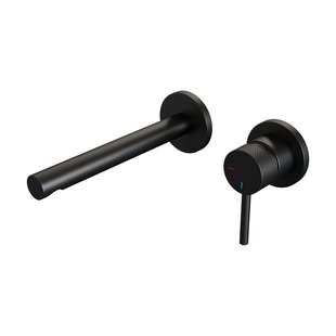 Inbouw Wastafelmengkraan Brauer Black Carving Coldstart Rechte Uitloop Ronde Hendel Rechts Mat Zwart Met Rozetten