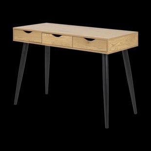 Keet houten bureau naturel - met 3 lades - 110 x 50 cm