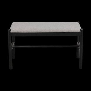 Milford eikenhouten bankje zwart - met zitkussen - 80 x 46 cm