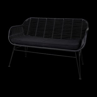 Madelein rotan tuinbank zwart - met zitkussen