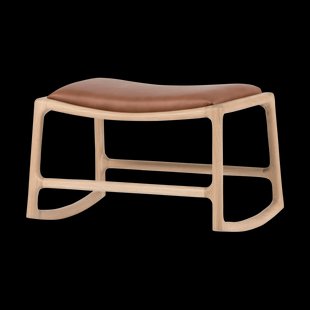 Dedo footstool - whitewash voetenbank met dakar leather whisky