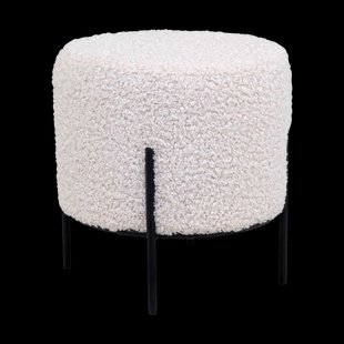 Rosemarie teddy poef gebroken wit - Ø 35,5 cm