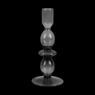 Art bubbles glazen kaarsenhouder - Medium - Zwart