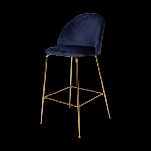 Aniek barkruk velvet blauw - gouden onderstel - 77 cm