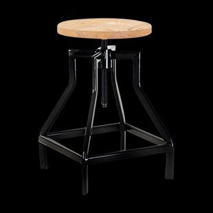 Lage draaibare kruk zwart - in hoogte verstelbaar