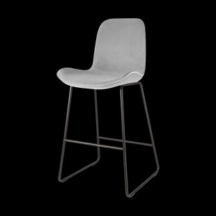 Nino-Fé barkruk velvet grijs - zwart onderstel - 65 cm