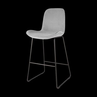 Nino-Fé barkruk velvet grijs - zwart onderstel - 75 cm