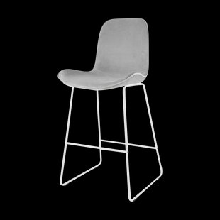 Nino-Fé barkruk velvet grijs - wit onderstel - 65 cm