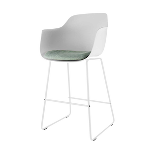 Nino-Liz barkruk wit met zacht groen zitkussen - wit onderstel - 65 cm