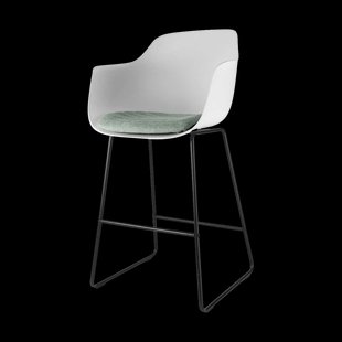 Nino-Liz barkruk wit met zacht groen zitkussen - zwart onderstel - 65 cm