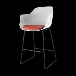 Nino-Liz barkruk wit met terracotta rood zitkussen - zwart onderstel - 65 cm