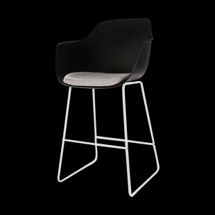 Nino-Liz barkruk zwart met lichtgrijs zitkussen - wit onderstel - 65 cm