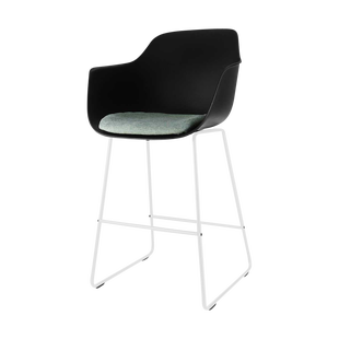 Nino-Liz barkruk zwart met zacht groen zitkussen - wit onderstel - 65 cm