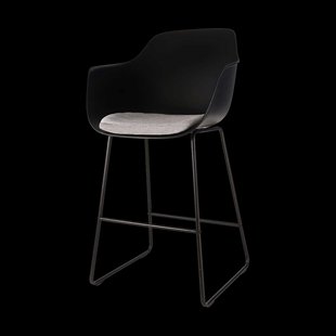 Nino-Liz bakruk zwart met lichtgrijs zitkussen - zwart onderstel - 65 cm