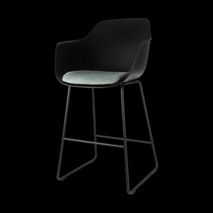 Nino-Liz barkruk zwart met zacht groen zitkussen - zwart onderstel - 65 cm