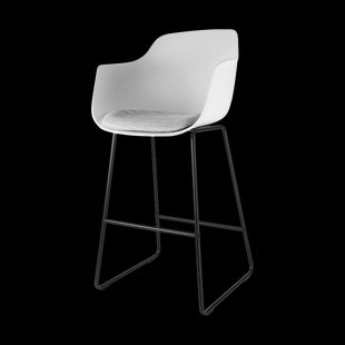 Nino-Liz barkruk wit met lichtgrijs zitkussen - zwart onderstel - 75 cm