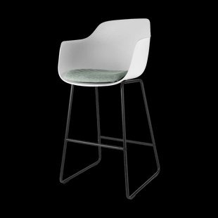 Nino-Liz barkruk wit met zacht groen zitkussen - zwart onderstel - 75 cm