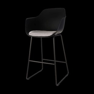 Nino-Liz bakruk zwart met lichtgrijs zitkussen - zwart onderstel - 75 cm