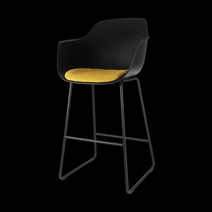 Nino-Liz barkruk zwart met okergeel zitkussen - zwart onderstel - 75 cm