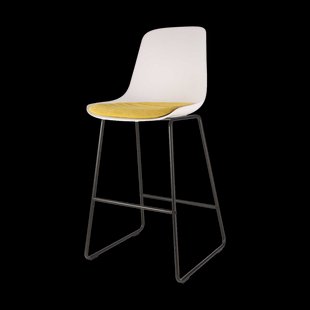 Nino-Liv barkruk wit met okergeel zitkussen - zwart onderstel - 75 cm