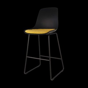 Nino-Liv barkruk zwart met okergeel zitkussen - zwart onderstel - 75 cm