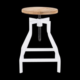 Lage draaibare kruk wit - in hoogte verstelbaar