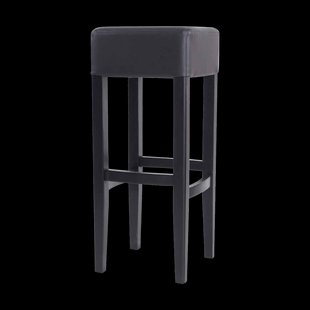 Alexander houten barkruk zwart met leren zitting - 80 cm