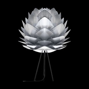 Silvia Medium tafellamp brushed steel - met tripod zwart - Ø 50 cm