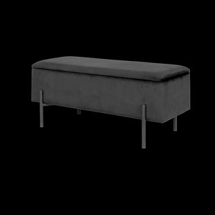 Marlou velvet bankje met opbergruimte zwart - 95 x 46 cm