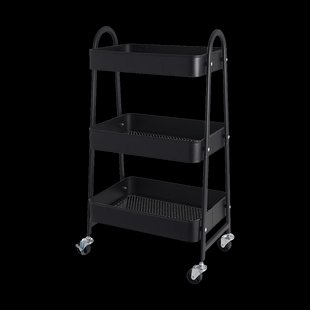 Tirza metalen keukentrolley zwart - met wielen