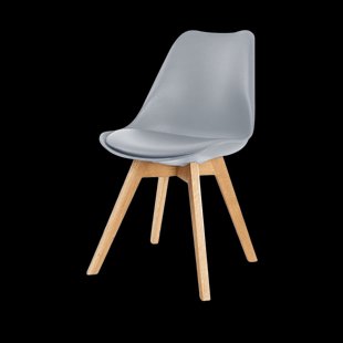 Madera eetkamerstoel lichtgrijs - houten onderstel