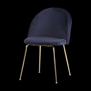 Aniek eetkamerstoel velvet blauw - gouden onderstel