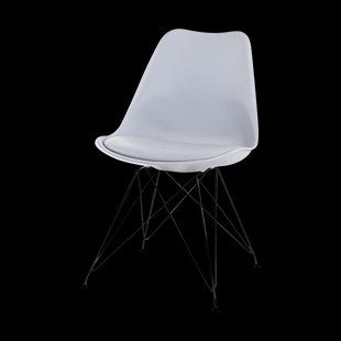 Metal eetkamerstoel lichtgrijs - zwart onderstel