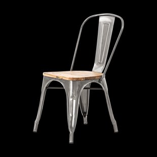 Metalen eetkamerstoel industrieel metaal - met houten zitting
