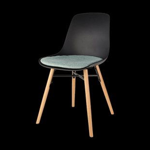 Nena-Liv eetkamerstoel zwart met zacht groen zitkussen - houten onderstel