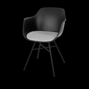 Noa-Liz eetkamerstoel zwart met lichtgrijs zitkussen - zwart onderstel