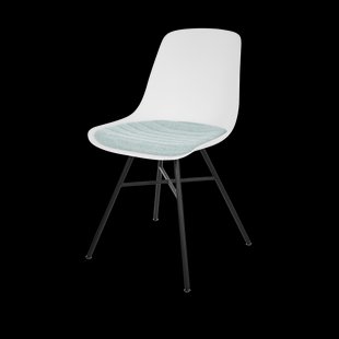 Noa-Liv eetkamerstoel wit met zacht groen zitkussen - zwart onderstel