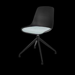 Nola-Liv draaibare eetkamerstoel zwart met zacht groen zitkussen - zwart onderstel