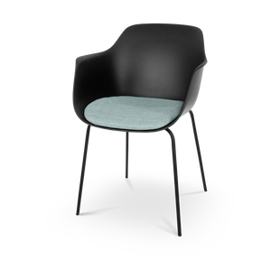 Nora-Liz eetkamerstoel zwart met zacht groen zitkussen - zwart onderstel