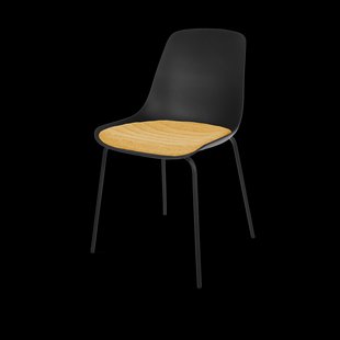 Nora-Liv eetkamerstoel zwart met okergeel zitkussen - zwart onderstel