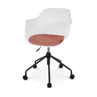 Nout-Liz bureaustoel wit met terracotta rood zitkussen - zwart onderstel