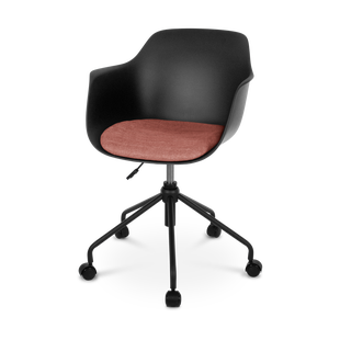 Nout-Liz bureaustoel zwart met terracotta rood zitkussen - zwart onderstel