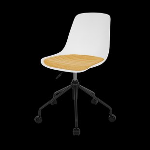 Nout-Liv bureaustoel wit met okergeel zitkussen - zwart onderstel