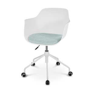 Nout-Liz bureaustoel wit met zacht groen zitkussen - wit onderstel