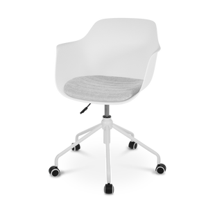 Nout-Liz bureaustoel wit met lichtgrijs zitkussen - wit onderstel