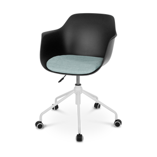 Nout-Liz bureaustoel zwart met zacht groen zitkussen - wit onderstel