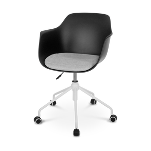 Nout-Liz bureaustoel zwart met lichtgrijs zitkussen - wit onderstel